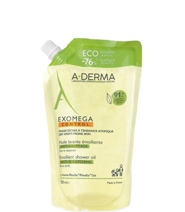 A-Derma Exomega Control Emollient Cleansing Oil Refill, 500 ml.